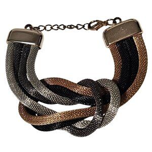 Elegant Braided Mesh Bracelet Statement Gold Silver Black Fashion Jewelry Women